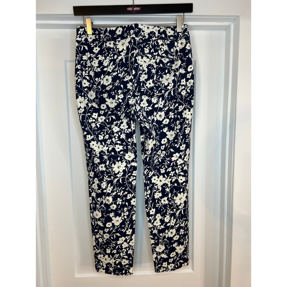 Talbots Chatham Ankle Pant 6P Navy White Floral Side Zip Stretch Cotton Trousers - Picture 5 of 10
